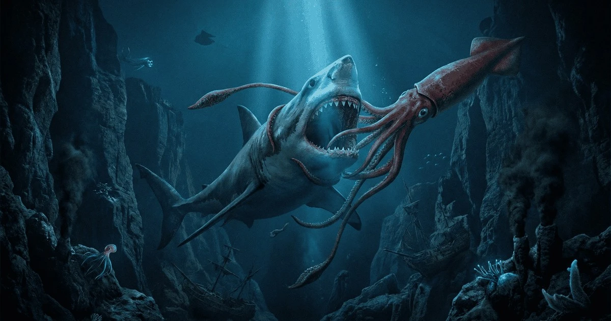 Megalodon kontra Kraken: kto wygrałby walkę w otchłani, gdzie ząb kruszy się na miękkiej skórze